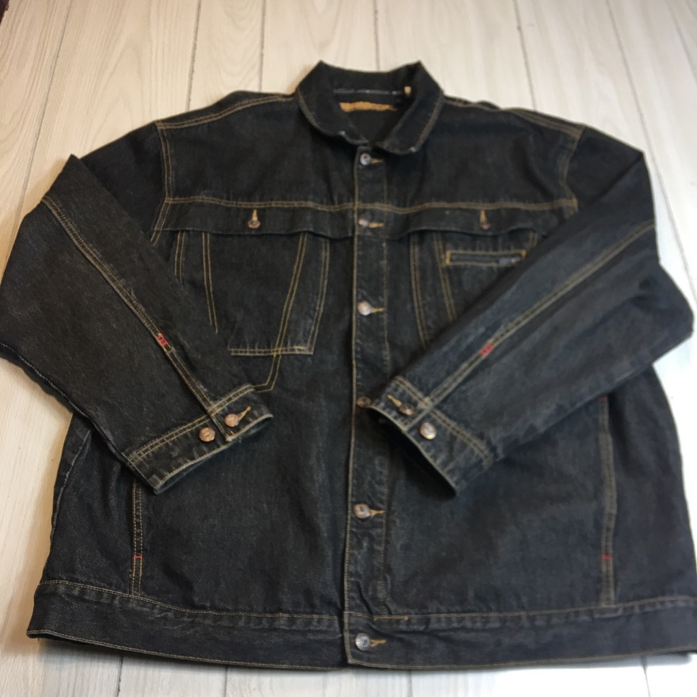 Vintage Black Mecca Denim Jacket Cotton Mens XXL